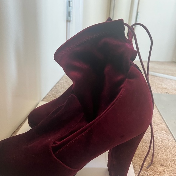 Smooth Velvet maroon plum ankle boots - Picture 8 of 11